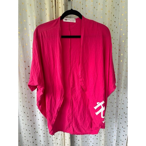 Hugs N Honis Hawaiian Designer Open Kimono Cover Up Batwing Cardigan One Size - Picture 2 of 7